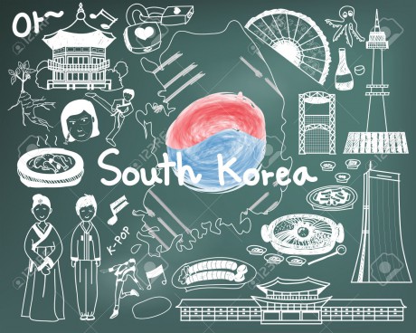 57096938-Travel-to-South-Korean-doodle-drawing-icon-with-culture-costume-landmark-and-cuisine-tourism-concept-Stock-Vector